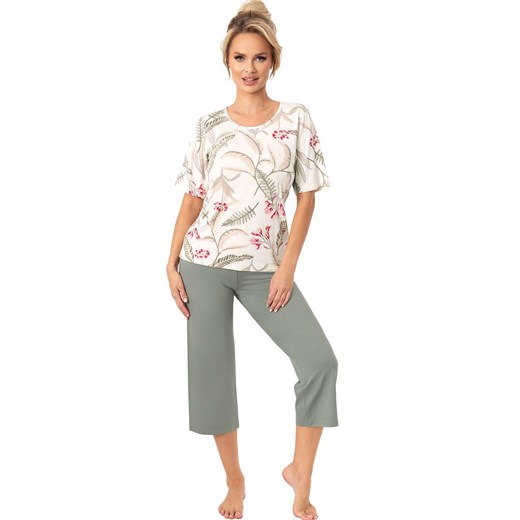 Donna dwuczęściowa piżama damska Michelle 3/4, Kolor ecru-oliwkowy, Rozmiar S, Donna ze sklepu Intymna w kategorii Piżamy damskie - zdjęcie 186120874