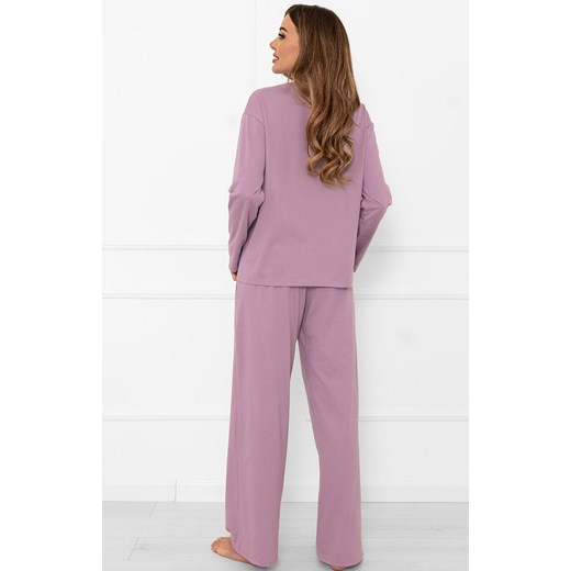 Bawełniana piżama damska na długi rękaw i długie spodnie wrzosowa Ksara, Kolor wrzosowy, Rozmiar S, Italian Fashion ze sklepu Intymna w kategorii Piżamy damskie - zdjęcie 186121063