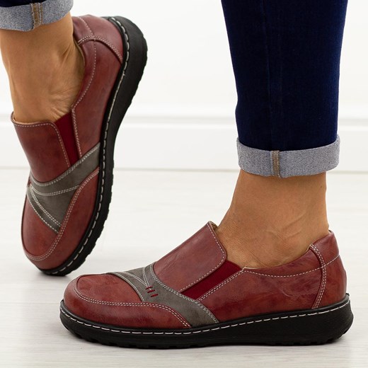 Czerwone półbuty damskie Potocki 90354 ze sklepu suzana.pl w kategorii Lordsy damskie - zdjęcie 186125804