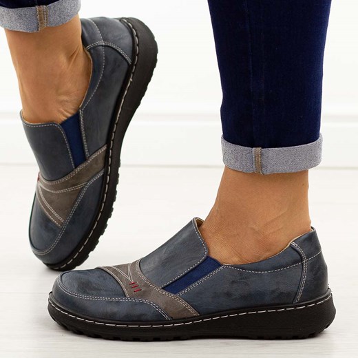 Granatowe półbuty damskie Potocki 90354 ze sklepu suzana.pl w kategorii Półbuty damskie - zdjęcie 186125904