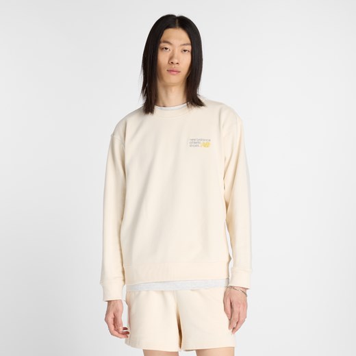 Bluza męska New Balance MT41547PEF – beżowa ze sklepu New Balance Poland w kategorii Bluzy męskie - zdjęcie 186126014