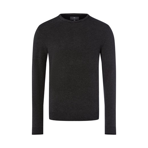 Nils Sundström Męski sweter z dzianiny Mężczyźni drobna dzianina antracytowy wzorzysty ze sklepu vangraaf w kategorii Swetry męskie - zdjęcie 186126110