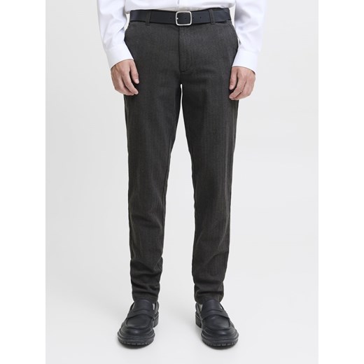 Jack & Jones Męskie spodnie materiałowe - JPSTMarco Bowie Mężczyźni Bawełna antracytowy jednolity ze sklepu vangraaf w kategorii Spodnie męskie - zdjęcie 186126131