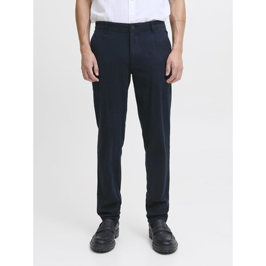 Jack & Jones Męskie spodnie materiałowe - JPSTMarco Bowie Mężczyźni Bawełna granatowy jednolity ze sklepu vangraaf w kategorii Spodnie męskie - zdjęcie 186126132