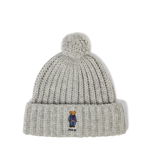Polo Ralph Lauren Damska czapka wełniana - Denim Bear Kobiety Wełna jasny szary marmurkowy ze sklepu vangraaf w kategorii Czapki zimowe damskie - zdjęcie 186126151