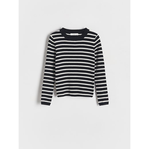 Reserved - Sweter w paski - czarny ze sklepu Reserved w kategorii Swetry dziewczęce - zdjęcie 186126453