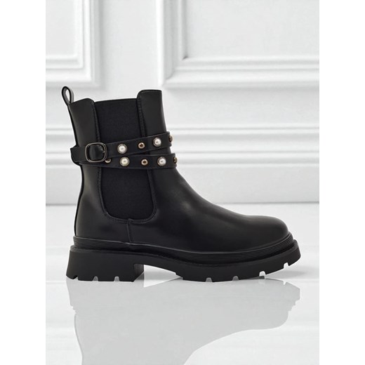 Wyższe botki damskie eko skórzane Pearl Mist Royalfashion.pl 41 okazyjna cena royalfashion.pl