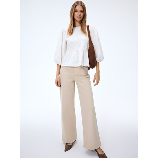 Mohito - Bluzka z bufiastym rękawem - kremowy Mohito XS Mohito