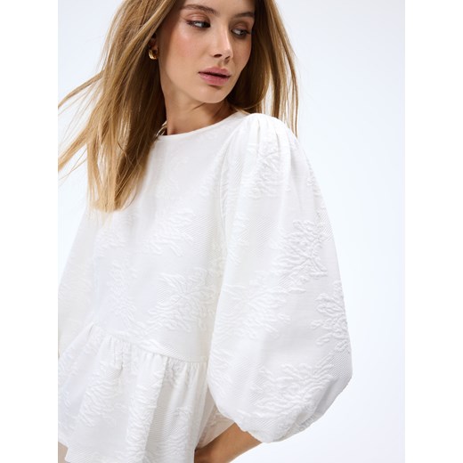 Mohito - Bluzka z bufiastym rękawem - kremowy Mohito XS Mohito