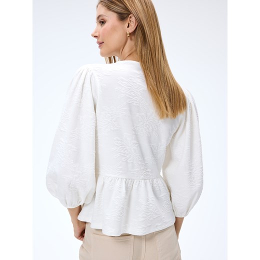 Mohito - Bluzka z bufiastym rękawem - kremowy Mohito M Mohito