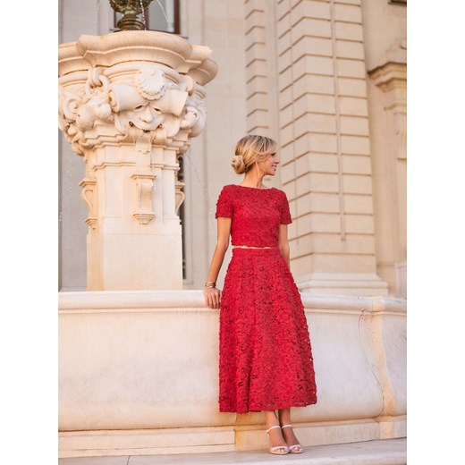 Mohito - Koronkowa spódnica midi - czerwony Mohito L okazja Mohito