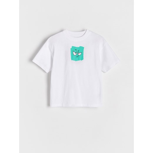 Reserved - T-shirt z nadrukiem - biały Reserved 116 (5-6 lat) okazja Reserved