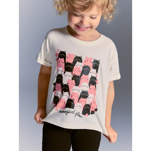 Reserved - T-shirt ze świecącym nadrukiem - złamana biel Reserved 86 (12-18 m.) Reserved