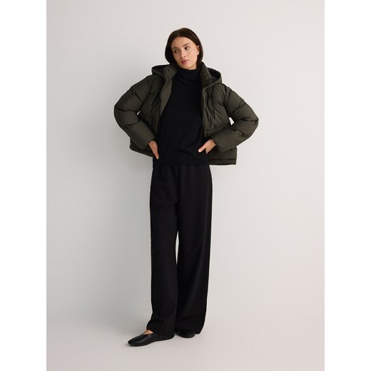 Reserved - Pikowana kurtka z kapturem - oliwkowy ze sklepu Reserved w kategorii Kurtki damskie - zdjęcie 186128304
