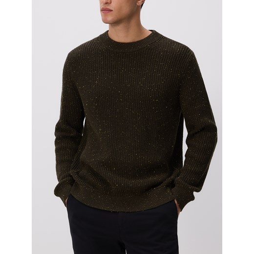 Reserved - Strukturalny sweter z bawełny - zielony - id: 942GC-87M - marki Reserved - 186128751 Reserved - Strukturalny sweter z bawełny - zielony ze sklepu Reserved w kategorii Swetry męskie - zdjęcie 186128751