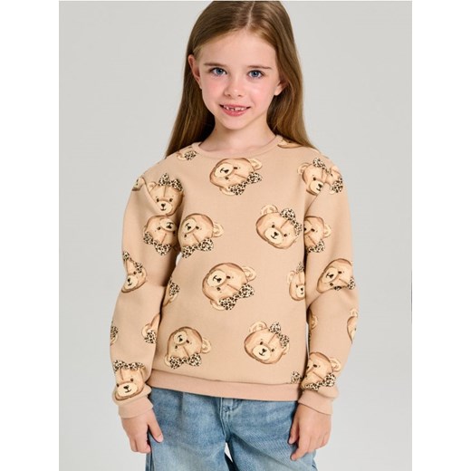 Sinsay - Bluza crewneck ze wzorkiem - beżowy ze sklepu Sinsay w kategorii Bluzy dziewczęce - zdjęcie 186130143