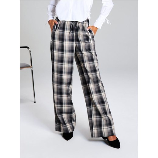 Sinsay - Spodnie wide leg w kratę - wielobarwny ze sklepu Sinsay w kategorii Spodnie damskie - zdjęcie 186130294