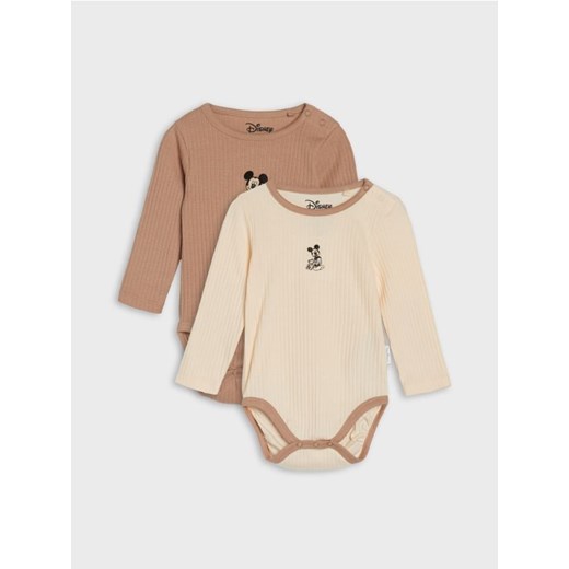 Sinsay - Bawełniane body 2 pack Mickey Mouse - beżowy - id: WJ076-08X - marki Sinsay - 186130361 Sinsay - Bawełniane body 2 pack Mickey Mouse - beżowy ze sklepu Sinsay w kategorii Odzież dla niemowląt - zdjęcie 186130361