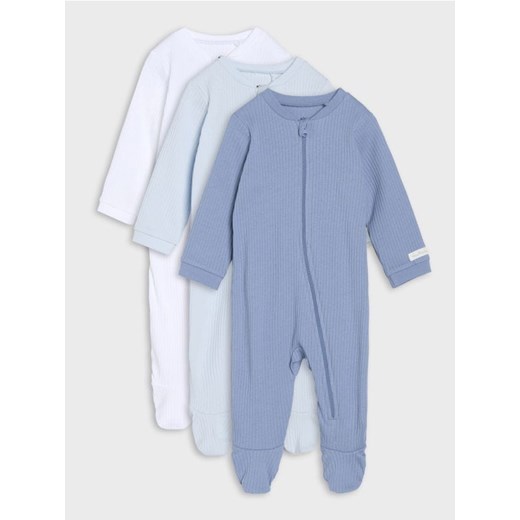 Sinsay - Pajacyk z prążkowanej dzianiny 3 pack - błękitny ze sklepu Sinsay w kategorii Odzież dla niemowląt - zdjęcie 186130362