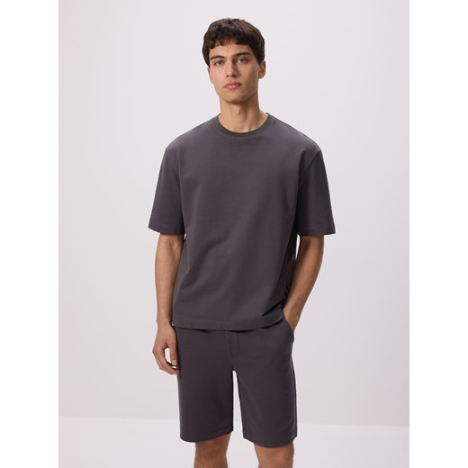 Reserved - Bawełniany t-shirt boxy - ciemnoszary Reserved XL promocja Reserved