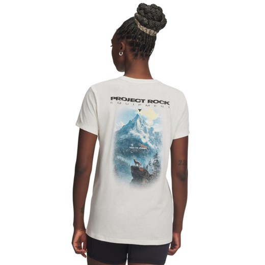 Damski t-shirt z nadrukiem Under Armour Project Rock Graphic - biały ze sklepu Sportstylestory.com w kategorii Bluzki damskie - zdjęcie 186132474