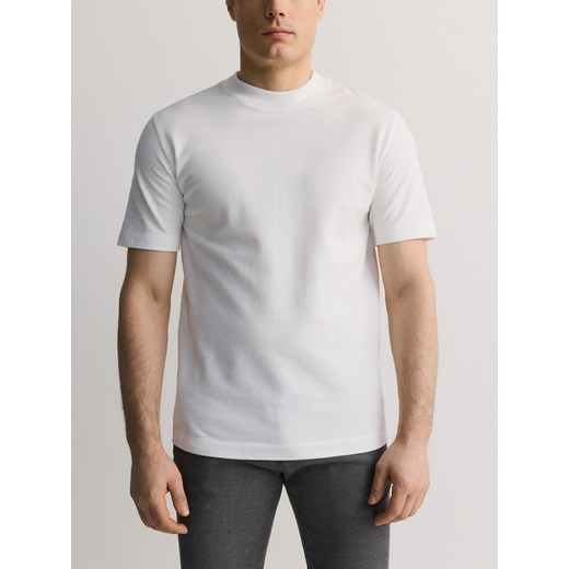 Reserved - Bawełniany t-shirt regular - złamana biel ze sklepu Reserved w kategorii T-shirty męskie - zdjęcie 186134173