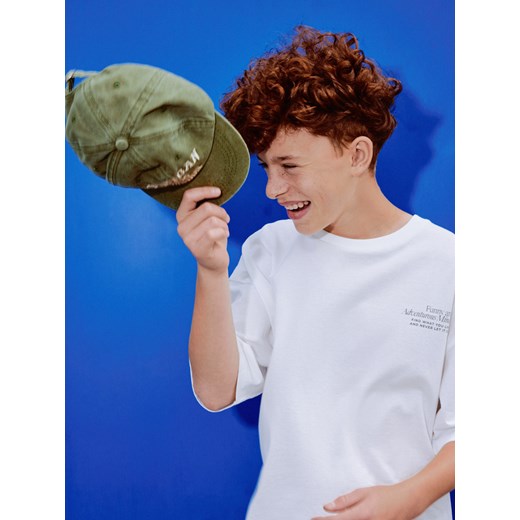 Reserved - Bawełniany t-shirt z nadrukiem - biały ze sklepu Reserved w kategorii T-shirty chłopięce - zdjęcie 186134241