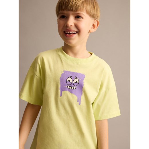 Reserved - T-shirt z nadrukiem - jasnozielony Reserved 146 (10 lat) Reserved okazyjna cena