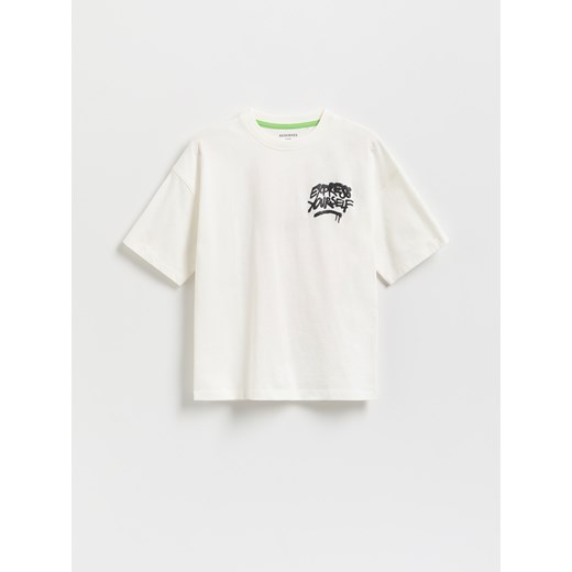 Reserved - T-shirt z nadrukiem - biały Reserved 146 (10 lat) Reserved okazja