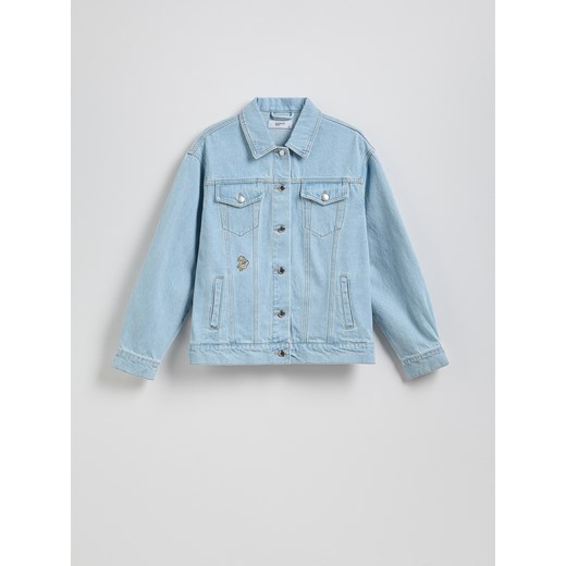 Reserved - Jeansowa kurtka z haftem na plecach - niebieski ze sklepu Reserved w kategorii Kurtki damskie - zdjęcie 186135622