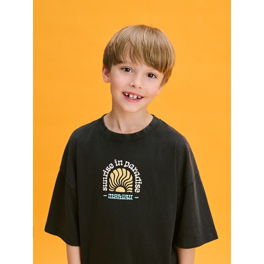 Reserved - Bawełniany t-shirt oversize - czarny ze sklepu Reserved w kategorii T-shirty chłopięce - zdjęcie 186135660