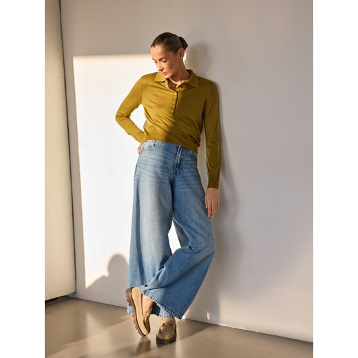 Reserved - Sweter polo z domieszką wełny - oliwkowy ze sklepu Reserved w kategorii Swetry damskie - zdjęcie 186135713