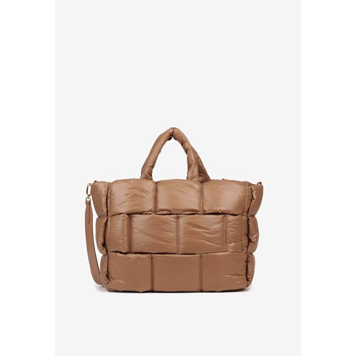 Beżowa Pikowana Torebka Shopperka z Efektem 3D Vamirre ze sklepu born2be.pl w kategorii Torby Shopper bag - zdjęcie 186135953