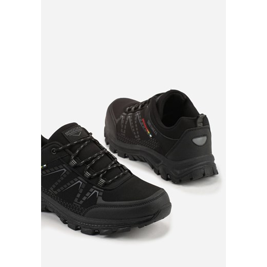 Czarne Buty Sportowe w Trekkingowym Stylu na Tłoczonej Podeszwie Revitte 44 born2be.pl