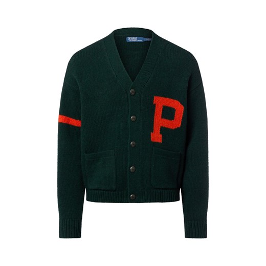 Polo Ralph Lauren Męski kardigan Mężczyźni Wełna jodłowy jednolity ze sklepu vangraaf w kategorii Swetry męskie - zdjęcie 186137874