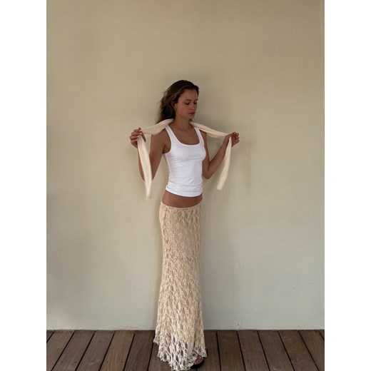 Reserved - Koronkowa spódnica maxi - kremowy ze sklepu Reserved w kategorii Spódnice - zdjęcie 186139114
