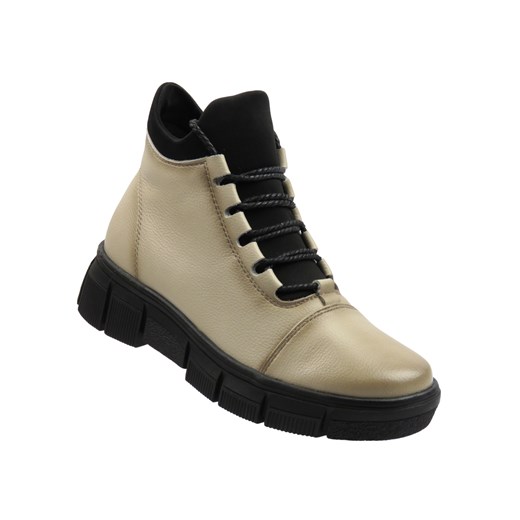 Skórzane botki damskie beżowe Cambell 25-19341 ze sklepu ulubioneobuwie w kategorii Botki - zdjęcie 186139234