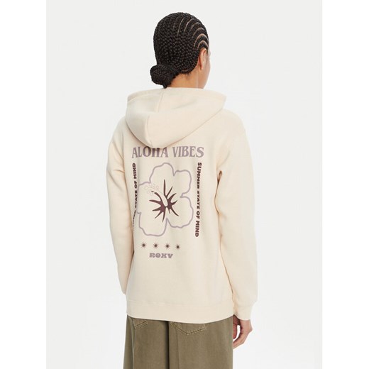 Roxy Bluza ERJFT05021 Beżowy Regular Fit ze sklepu MODIVO w kategorii Bluzy damskie - zdjęcie 186140930