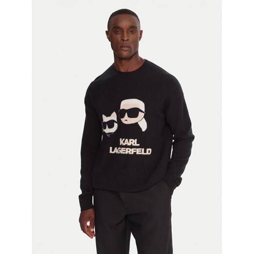 KARL LAGERFELD Sweter 655030 554306 Czarny Regular Fit - id: 0000305654113 - marki Karl Lagerfeld - 186140932 KARL LAGERFELD Sweter 655030 554306 Czarny Regular Fit ze sklepu MODIVO w kategorii Swetry męskie - zdjęcie 186140932