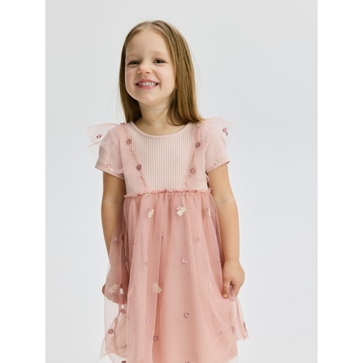 Reserved - Sukienka z tiulowym dołem - pastelowy róż ze sklepu Reserved w kategorii Sukienki dziewczęce - zdjęcie 186142202