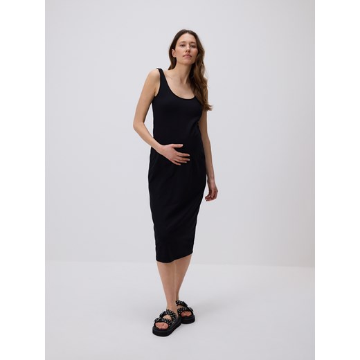 Reserved - Bawełniana sukienka midi - czarny ze sklepu Reserved w kategorii Sukienki - zdjęcie 186142264
