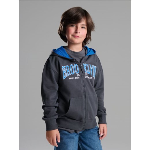 Sinsay - Bluza hoodie z napisem - niebieski Sinsay 164 (13-14 l) Sinsay