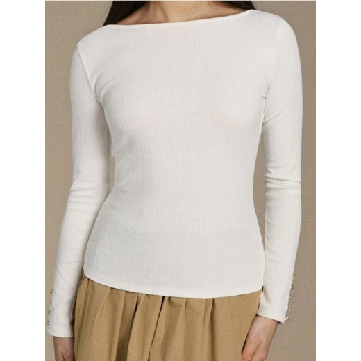Sinsay - Bluzka z długimi rękawami - kremowy ze sklepu Sinsay w kategorii Bluzki damskie - zdjęcie 186143373