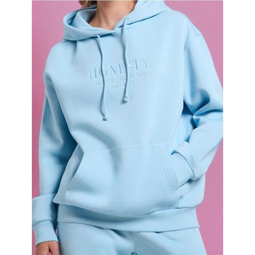 Sinsay - Bluza z kapturem i haftem - błękitny ze sklepu Sinsay w kategorii Bluzy damskie - zdjęcie 186143423