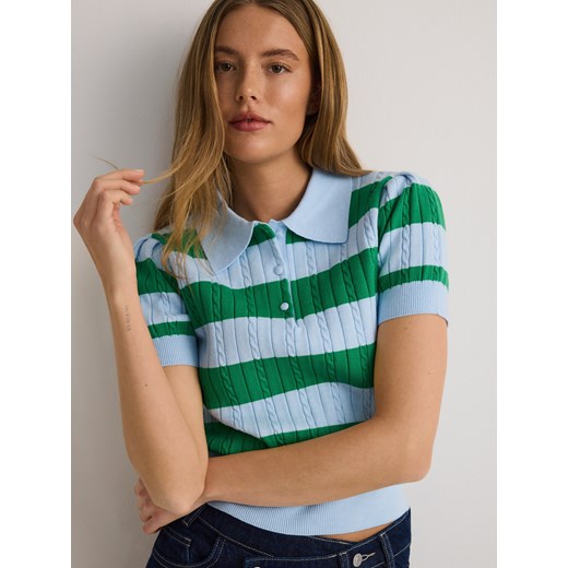 Reserved - Sweter polo z wiskozą - wielobarwny ze sklepu Reserved w kategorii Swetry damskie - zdjęcie 186145832