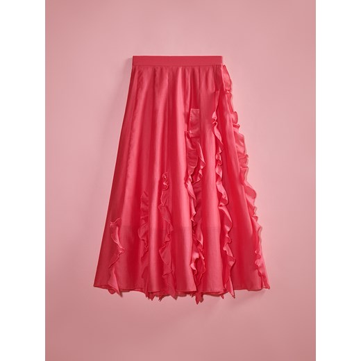 Reserved - Spódnica midi z lyocellu - intensywny róż ze sklepu Reserved w kategorii Spódnice - zdjęcie 186145864