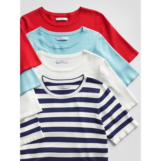 Reserved - Dzianinowa bluzka z wiskozą - jasnoturkusowy Reserved S wyprzedaż Reserved