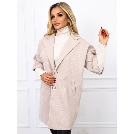 PŁASZCZ OVERSIZE Z DZIANINOWYMI RĘKAWAMI- BEŻOWY ze sklepu olika.com.pl w kategorii Płaszcze damskie - zdjęcie 186146892