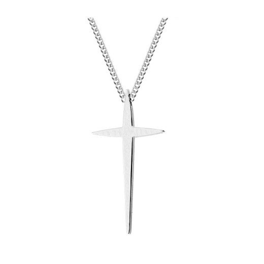 Srebrny matowy krzyż sztylet naszyjnik stal szlachetna ze sklepu manoki.pl w kategorii Naszyjniki męskie - zdjęcie 186147140