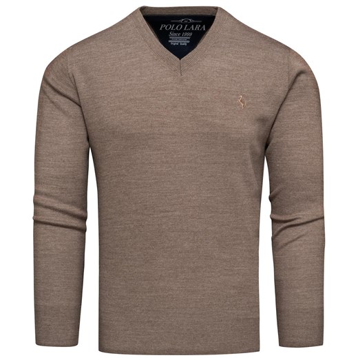 Sweter męski w serek brązowy Recea ze sklepu Recea.pl w kategorii Swetry męskie - zdjęcie 186147143